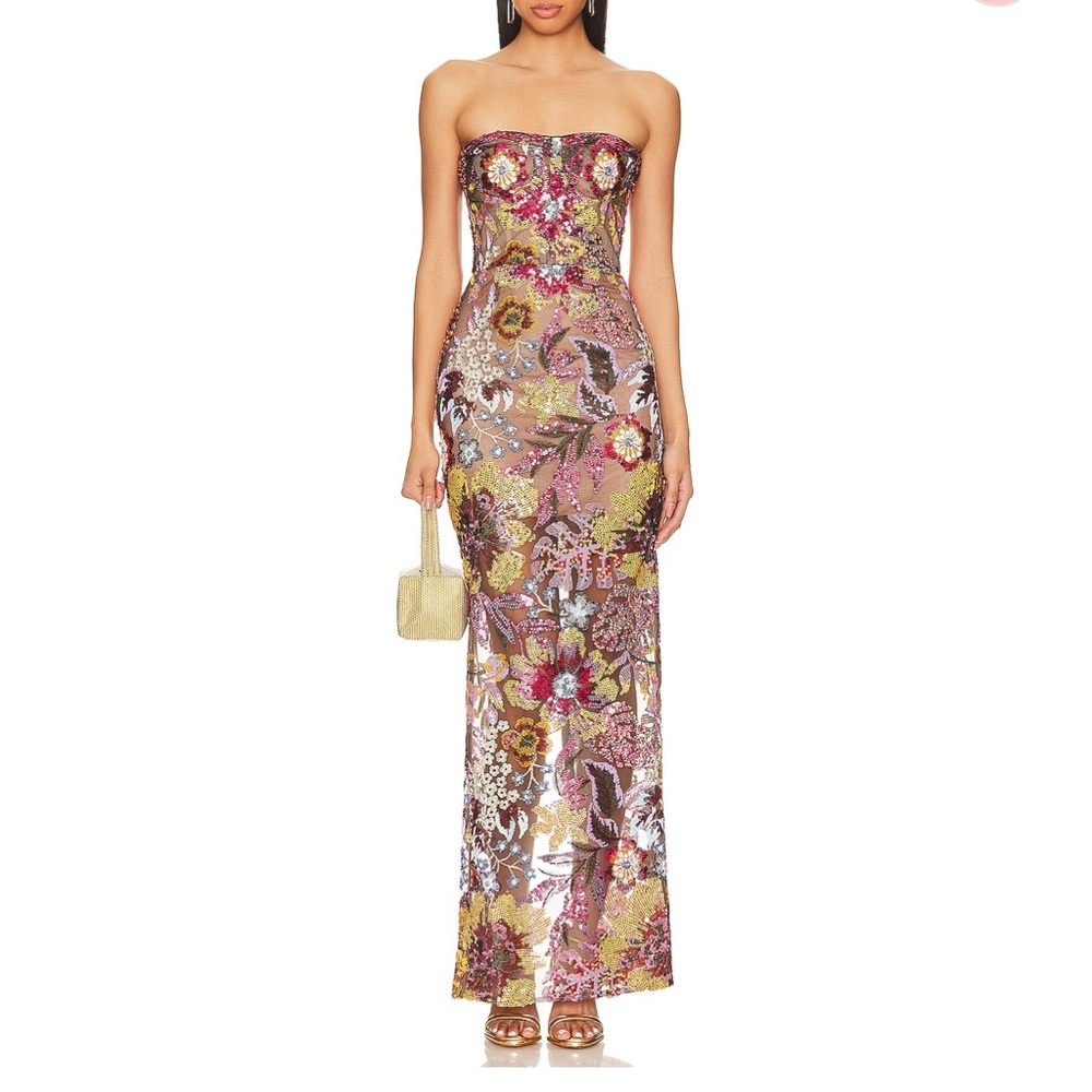 Bronx and Banco Strapless Floral Dress - Multicolor